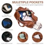 3-in-1 Leather Duffle Bag for Travel with Toiletry Bag and Shoe Compartment, Weekender Overnight Gym Bag for Men Women, Carry On Bag Fits 21 Inch Laptop