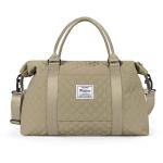 Travel Duffel Bag, Weekender Overnight Bags for Women, Carry On Personal Item Bag with Trolley Sleeve & Wet Pocket,Pale Khaki