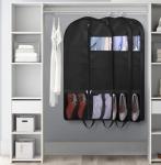 KIMBORA 43" Suit Bags for Closet Storage and Travel, Gusseted Mesh Hanging Garment Bags for Men Suit Cover With Handle for Clothes, Coats, Jackets, Shirts（3 Packs，Black）