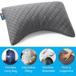 Sidney Sleep Set of 2 Mini Travel Size Neck Pillows - Knee Pillow - Back Lumbar Support - Curved Bed Pillow - 14 x 19 Inches - Adjustable Loft - Carry Backpack Included (Grey 2 Pack Mini)