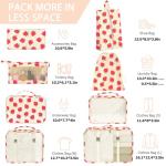 KPX 8 Set Packing Cubes for Travel, Luggage Packing Organizers Accessories Large Toiletries Bag for Clothes Shoes Cosmetics (Strawberry)