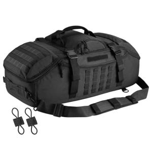 Hannibal Tactical 65L Large Duffle Bag, 3-in-1 Tactical Backpack MOLLE Pack for Sports, Gym, Outdoor, Black