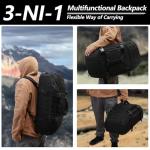 Hannibal Tactical 65L Large Duffle Bag, 3-in-1 Tactical Backpack MOLLE Pack for Sports, Gym, Outdoor, Black