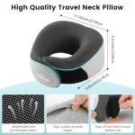 Upgraded Travel Pillow Memory Foam Neck Pillow Airplane- 360° Support Travel Pillows for Airplanes, With Eye Mask & Earplugs, Portable Carry Bag for Long Flights, Train| Best Travel Essentials