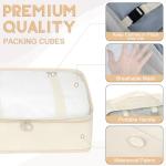 10 Set Packing Cubes for Travel, Travel Organizer with Hanging Toiletry Bag and Shoe Bag, Luggage Organizer Bags for Travel Essentials Women Men (Beige)