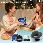 Upgraded Travel Pillow Memory Foam Neck Pillow Airplane- 360° Support Travel Pillows for Airplanes, With Eye Mask & Earplugs, Portable Carry Bag for Long Flights, Train| Best Travel Essentials