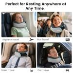 Upgraded Travel Pillow Memory Foam Neck Pillow Airplane- 360° Support Travel Pillows for Airplanes, With Eye Mask & Earplugs, Portable Carry Bag for Long Flights, Train| Best Travel Essentials