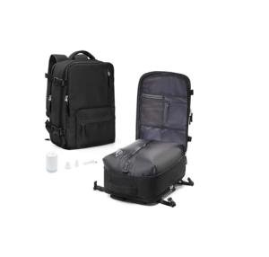 Vacuum Seal Backpack for Travel with Air Pump Compression Vacpack Carry on Flight Approved Daypack Laptop Space Saver Bags Storage with Vacuum System 18x14x8 inches Travel Bag Women Men Black