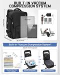 Vacuum Seal Backpack for Travel with Air Pump Compression Vacpack Carry on Flight Approved Daypack Laptop Space Saver Bags Storage with Vacuum System 18x14x8 inches Travel Bag Women Men Black