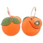 Cute Leather Luggage Tag Holder with Airtag Case Set,Hidden Compartment for AirTag Travel Suitcase Tracking Case with Stainless Steel Loop,Name ID Label(Persimmon)