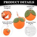 Cute Leather Luggage Tag Holder with Airtag Case Set,Hidden Compartment for AirTag Travel Suitcase Tracking Case with Stainless Steel Loop,Name ID Label(Persimmon)