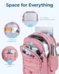 BAGSMART Carry On Backpack, 17.3 Inch Large Travel backpack Carry On Flight Approved, Personal Item Backpack Travel Bag With Shoe Bag, 27L Water Resistant Casual Daypack, Pink