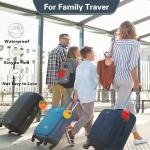 Cute Leather Luggage Tag Holder with Airtag Case Set,Hidden Compartment for AirTag Travel Suitcase Tracking Case with Stainless Steel Loop,Name ID Label(Persimmon)