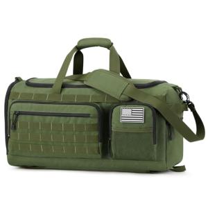 G4Free 3-in-1 Travel Duffle Bag for Men and Women, 50L Large Gym Sports Bags Tactical Military Duffle Backpack with Shoes Compartment and Wet Pocket (Green)