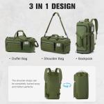 G4Free 3-in-1 Travel Duffle Bag for Men and Women, 50L Large Gym Sports Bags Tactical Military Duffle Backpack with Shoes Compartment and Wet Pocket (Green)