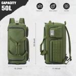 G4Free 3-in-1 Travel Duffle Bag for Men and Women, 50L Large Gym Sports Bags Tactical Military Duffle Backpack with Shoes Compartment and Wet Pocket (Green)