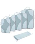 BAGSMART Compression Packing Cubes for Travel, Compressible Luggage Organizer for Cruise Ship, Lightweight Travel Essentials 6-Pack 1L+2M+2S+1Shoe Bag, Sky Blue