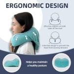 Travel Pillow with Extra Large Hood for Airplane Long Flights Privacy and Comfort Memory Foam with Skin-Friendly Cover for Road Trip Head&Neck Support for Plane Office Cars Sleeping & Rest (Mint Blue)