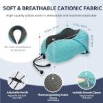 Travel Pillow with Extra Large Hood for Airplane Long Flights Privacy and Comfort Memory Foam with Skin-Friendly Cover for Road Trip Head&Neck Support for Plane Office Cars Sleeping & Rest (Mint Blue)