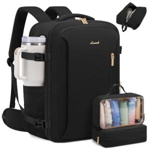 LOVEVOOK Travel Backpack For Women with Waist Strap, 40L Carry On Backpack Luggage Flight Approved,TSA Personal ltem Travel Bag Essentials Fits 17.3 Inch Laptop,Weekender Daypack with 3 Packing Cubes