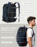 Tolaccea Travel Backpack, TSA Friendly Flight Approved Carry-on Luggage Water-resistant Business Rucksack, Durable Large Computer Bag Daypack Fits 15.6 Inch Laptop, 35-45L Expandable - Navy