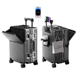 AIWEINY Zipperless Luggage, 22x14x9 Aviation Certified, Polycarbonate Aluminum Hardshell, Expandable Carry-On Luggage with Spinner Wheels, Hardshell Luggage, 20 Inch Cabin