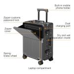 AIWEINY Zipperless Luggage, 22x14x9 Aviation Certified, Polycarbonate Aluminum Hardshell, Expandable Carry-On Luggage with Spinner Wheels, Hardshell Luggage, 20 Inch Cabin