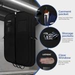 LAZYSEAL 2Pcs Garment Bag for Travel 43-Inch Waterproof Dustproof Suit Luggage Bag Unisex Suit Bag Durable 600D Oxford Fabric 2-in-1 Hanging Suitcase Clothes Storage for Suits, Dresses (Premium)