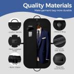 LAZYSEAL 2Pcs Garment Bag for Travel 43-Inch Waterproof Dustproof Suit Luggage Bag Unisex Suit Bag Durable 600D Oxford Fabric 2-in-1 Hanging Suitcase Clothes Storage for Suits, Dresses (Premium)