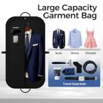 LAZYSEAL 2Pcs Garment Bag for Travel 43-Inch Waterproof Dustproof Suit Luggage Bag Unisex Suit Bag Durable 600D Oxford Fabric 2-in-1 Hanging Suitcase Clothes Storage for Suits, Dresses (Premium)