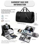 Convertible Garment Duffle Bags for Travel, Carry On Garment Bag for Women Men 2 in 1 Hanging Suit Bag, Large Weekender Bags for Business Trip Wedding Hanging Clothes Black