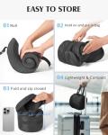 YFONG Travel Pillow for Long Flight Airplanes, Head Strap Combo with 3D Contoured Eye Mask for Sleep, Neck Pillow for Car Trip Essential, 360° Support Memory Foam Headrest, Prevent Head Bobbing, Black