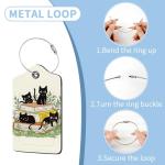 Nyixblyre 2 Pcs Luggage Tag for Suitcases, Black Cat Book Cute PU Leather Suitcase Tag Privacy Cover ID Label with Metal Loop, Personalized Baggage Identifier for Women Cruise Bag Travel Essentials