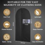 62-Inch Garment Bags Covers,Hanging Clothes Bag, Suit Cover Bags with Clear Window for Hanging Closet Clothes Storage and Travel (Black)