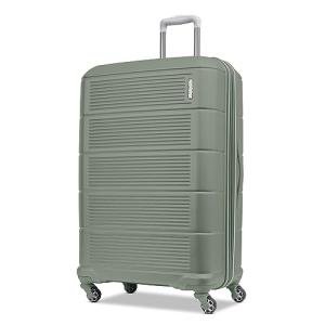 American Tourister Stratum 2.0 Expandable Hardside Luggage with Spinner Wheels, Checked-Large, Jade Green