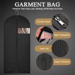 62-Inch Garment Bags Covers,Hanging Clothes Bag, Suit Cover Bags with Clear Window for Hanging Closet Clothes Storage and Travel (Black)