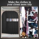 62-Inch Garment Bags Covers,Hanging Clothes Bag, Suit Cover Bags with Clear Window for Hanging Closet Clothes Storage and Travel (Black)