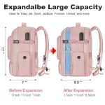 Taygeer Vacuum Backpack, Expandable Vacuum Seal Carry on Backpack with Rain Cover, 17'' laptop Compression Backpacks Travel with Shoe Compartment, TSA Approved Personal Item Compression Back Pack,Pink