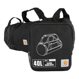 Carhartt Classic Round Duffel with Utility Pouch, Heavy-Duty, Water-Resistant Packable Gear Bag for Jobsite, Gym, and Travel, Black, 40L