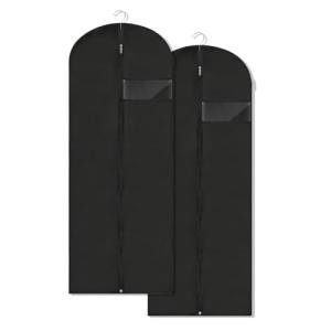 LXLOVESM Dress Bags for Gowns Long, 60'' Garment Bags for Hanging Clothes, Suit Bag Cover for Storage and Travel, 2 Pack (Black)