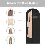 LXLOVESM Dress Bags for Gowns Long, 60'' Garment Bags for Hanging Clothes, Suit Bag Cover for Storage and Travel, 2 Pack (Black)