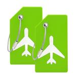 Silicone Luggage Tag with Name ID Card Perfect to Quickly Spot Luggage Suitcase (Plane 2Pcs Green)