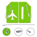 Silicone Luggage Tag with Name ID Card Perfect to Quickly Spot Luggage Suitcase (Plane 2Pcs Green)