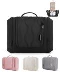 BAGSMART Travel Toiletry Bag for Women, Puffy Hanging Toiletry Bag with Hook, Water-resistant Toiletry Organizer for Full Sized Toiletries, Black