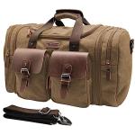 Wildroad 60L Travel Duffel Bag, Expandable Canvas Genuine Leather Duffle Bag Upgraded Overnight Weekender Bag Carry on Bag (Coffee, X Large-60L)