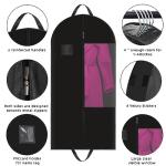 Stykontin Garment Bags for Hanging Clothes and Travel with 4" Gusseted, Suit Cover for Clothes,Coats,Suit,Jackets,Dress,Shirts,Skirt. (Black-50"-3pcs-Double zipper-Non-woven Fabric)