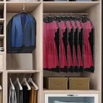 Stykontin Garment Bags for Hanging Clothes and Travel with 4" Gusseted, Suit Cover for Clothes,Coats,Suit,Jackets,Dress,Shirts,Skirt. (Black-50"-3pcs-Double zipper-Non-woven Fabric)