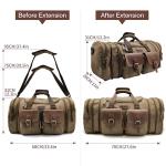 Wildroad 60L Travel Duffel Bag, Expandable Canvas Genuine Leather Duffle Bag Upgraded Overnight Weekender Bag Carry on Bag (Coffee, X Large-60L)
