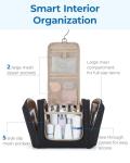 BAGSMART Travel Toiletry Bag for Women, Puffy Hanging Toiletry Bag with Hook, Water-resistant Toiletry Organizer for Full Sized Toiletries, Black