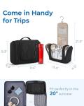 BAGSMART Travel Toiletry Bag for Women, Puffy Hanging Toiletry Bag with Hook, Water-resistant Toiletry Organizer for Full Sized Toiletries, Black
